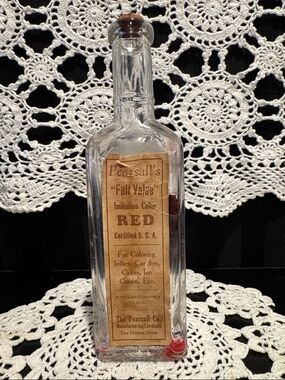 Pearsall's "Full Value" Red Imitation Food Coloring Bottle